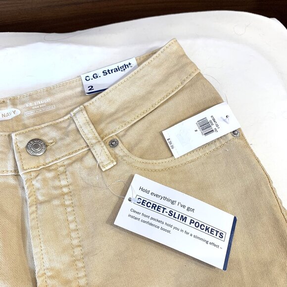 NWT Old Navy Beige Pants. Straight Leg High Rise Women Size 2 Pockets - Picture 8 of 12